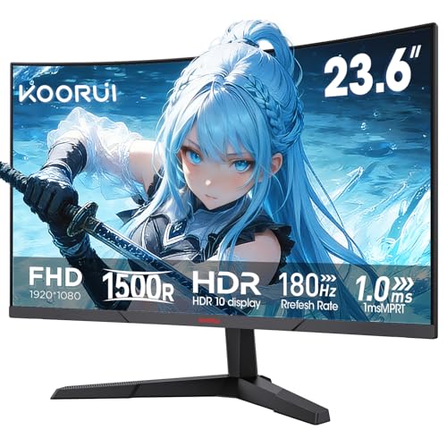 Amazon.co.jp: KOORUI 24インチゲーミングモニター - FHD 1080P 湾曲